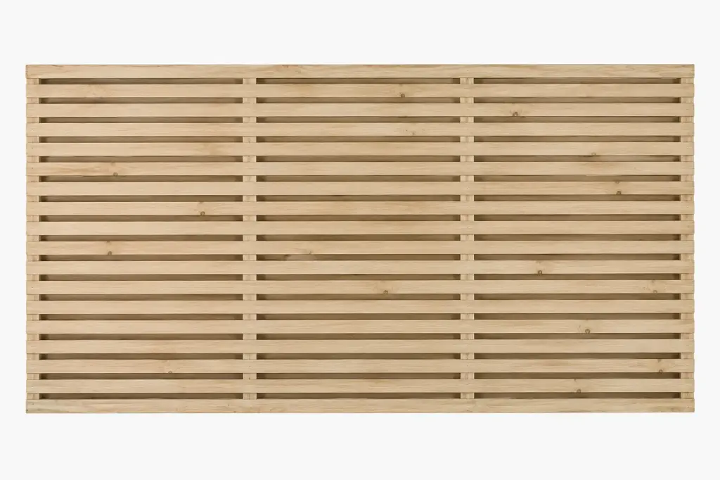 1.83x1.22m (6'x4') Double Slatted Green Treated Fence Panel