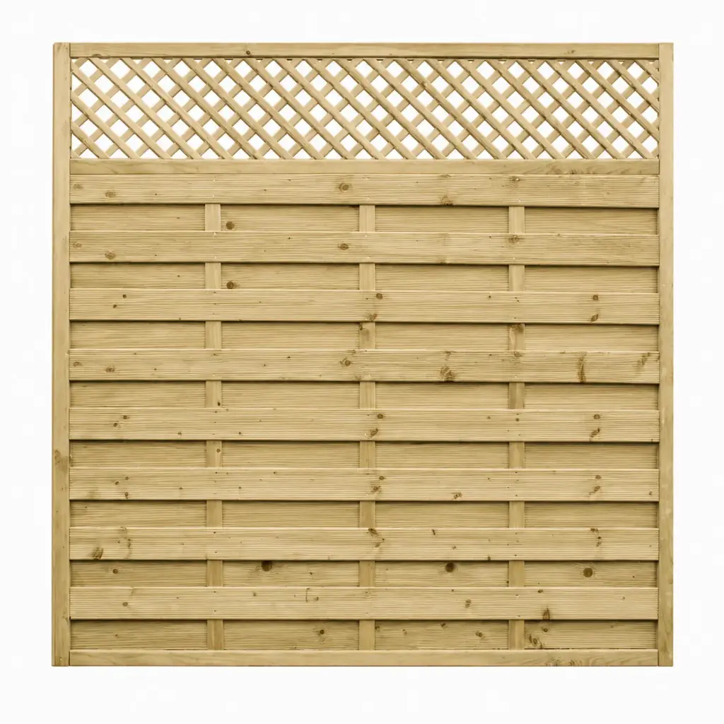 1.83x1.83m (6'x6') Weaved Lattice Top Green Treated Fence Panel