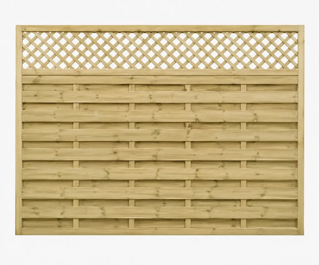 1.83x1.525m (6'x5') Weaved Lattice Top Green Treated Fence Panel