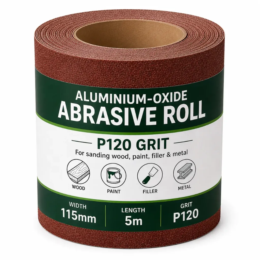 115mm Aluminium Oxide Sanding Roll P120 Grit (5M)