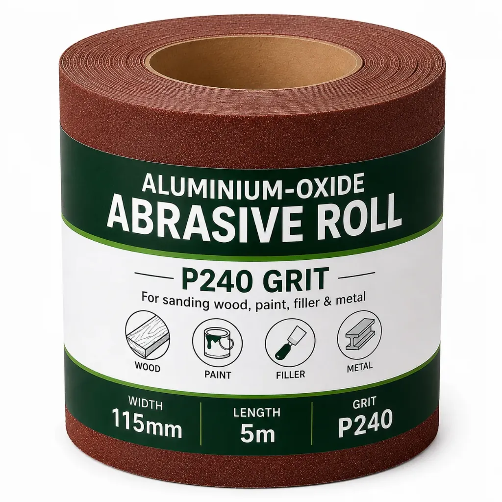 115mm Aluminium Oxide Sanding Roll P240 Grit (5M)