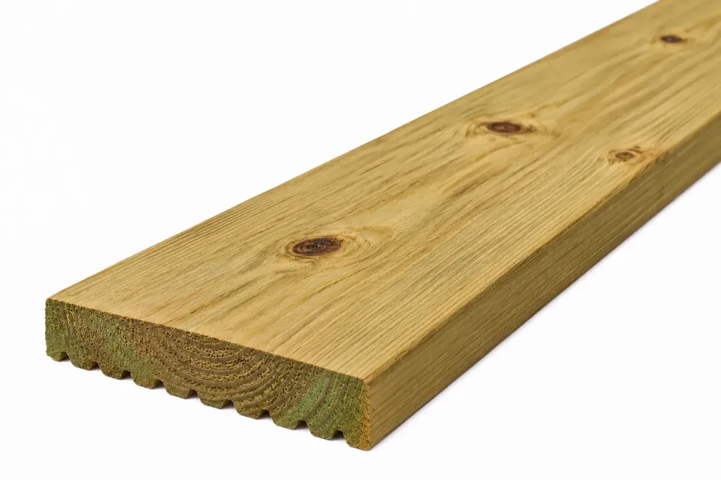 32x150mm 3.6m Sawn & Treated Reg'd/KD Softwood Decking - Smooth