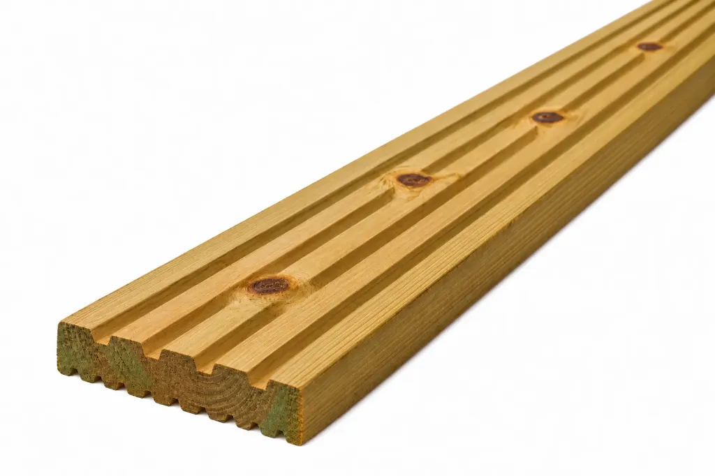 32x125mm 3.6m Sawn & Treated Reg'd/KD Softwood Decking - Castellated