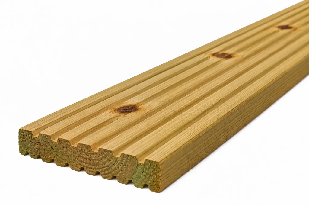 32x150mm 3.6m Sawn & Treated Reg'd/KD Softwood Decking - Castellated