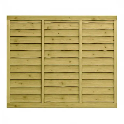 [227] 1.83x1.525m (6'x5') Larch Lap Green Treated Fence Panel